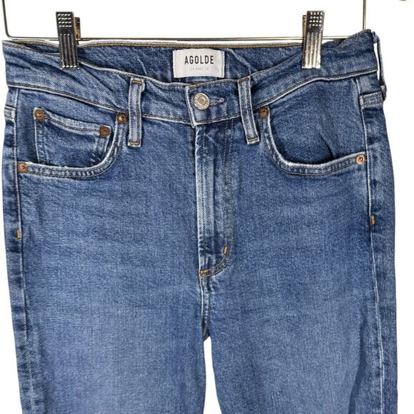 AGOLDE 90s Pinch Waist High Rise Straight Jeans Size 26 Blue Merrell Wash A9021B - Picture 4 of 10